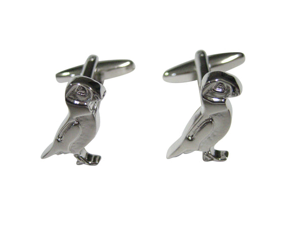 Silver Toned Puffin Bird Cufflinks