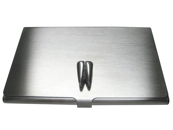 Silver Toned Shiny Dental Tooth Teeth Business Card Holder