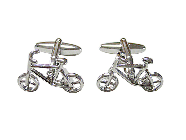 Silver Toned Simple Bicycle Cufflinks
