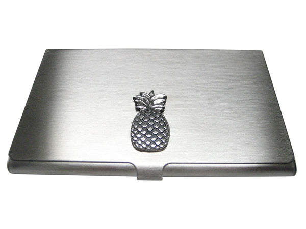 Silver Toned Solid Pineapple Fruit Business Card Holder