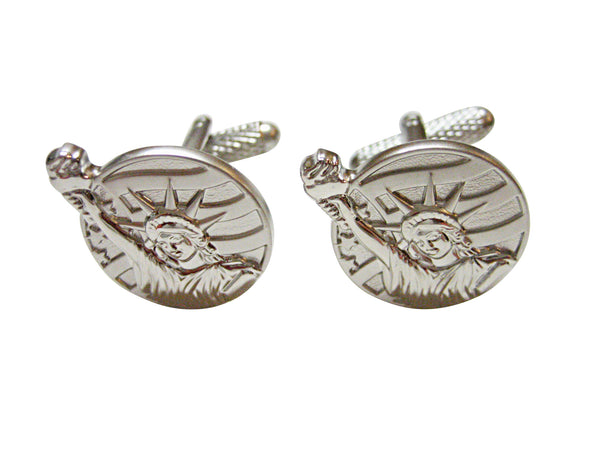 Silver Toned Statue of Liberty Cufflinks