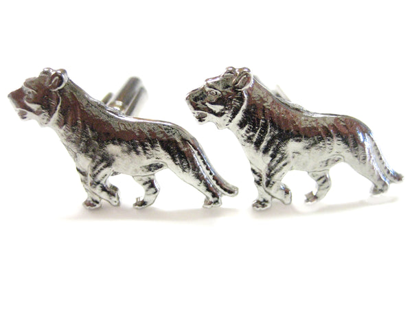 Silver Toned Tiger Cufflinks