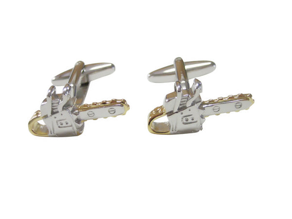Gold and Silver Toned Chainsaw Cufflinks