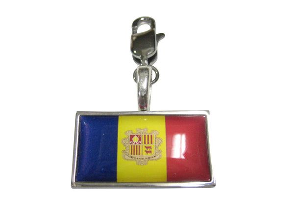 Thin Bordered Andorra Flag Pendant Zipper Pull Charm