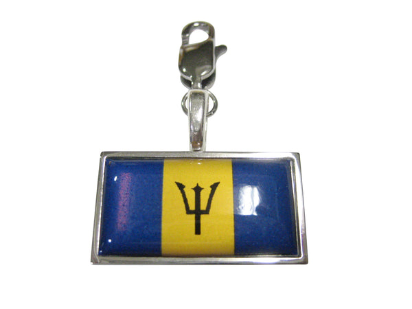 Thin Bordered Barbados Flag Pendant Zipper Pull Charm