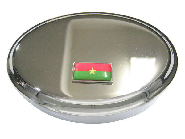Thin Bordered Burkina Faso Flag Oval Trinket Jewelry Box
