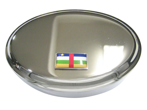 Thin Bordered Central African Republic Flag Oval Trinket Jewelry Box