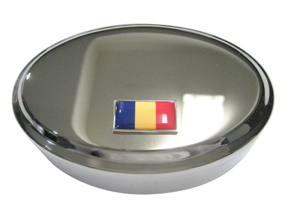 Thin Bordered Chad Flag Oval Trinket Jewelry Box