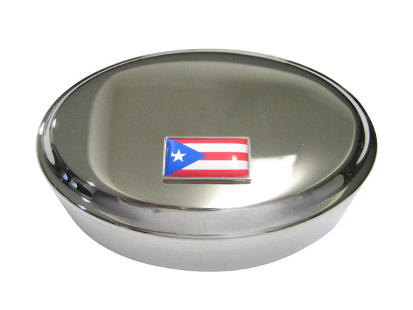 Thin Bordered Commonwealth of Puerto Rico Flag Oval Trinket Jewelry Box