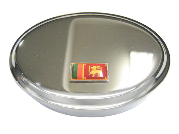 Thin Bordered Democratic Socialist Republic of Sri Lanka Flag Oval Trinket Jewelry Box
