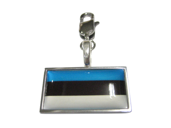 Thin Bordered Estonia Flag Pendant Zipper Pull Charm