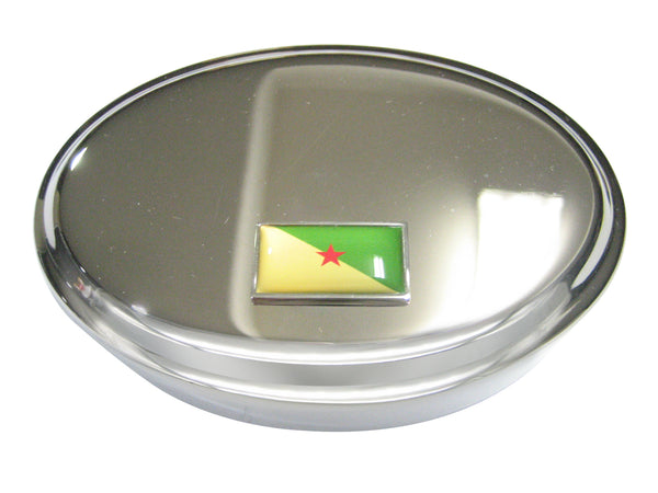 Thin Bordered French Guiana Flag Oval Trinket Jewelry Box