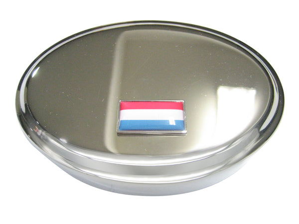 Thin Bordered Grand Duchy of Luxembourg Flag Oval Trinket Jewelry Box
