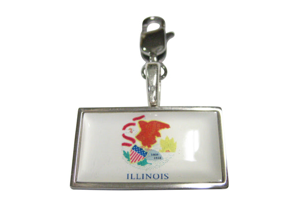 Thin Bordered Illinois State Flag Pendant Zipper Pull Charm