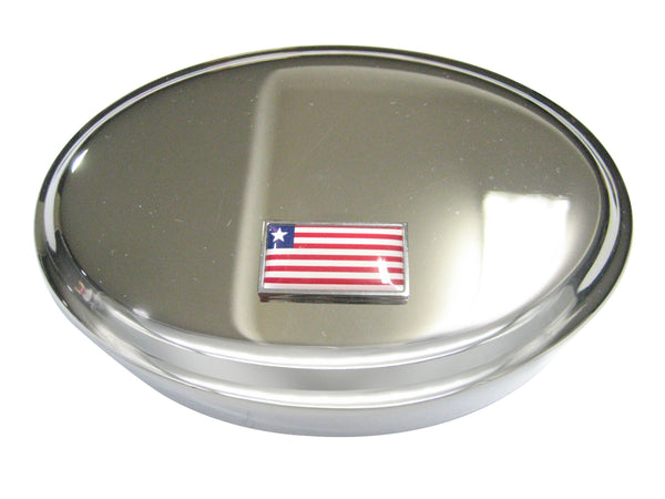 Thin Bordered Liberia Flag Oval Trinket Jewelry Box