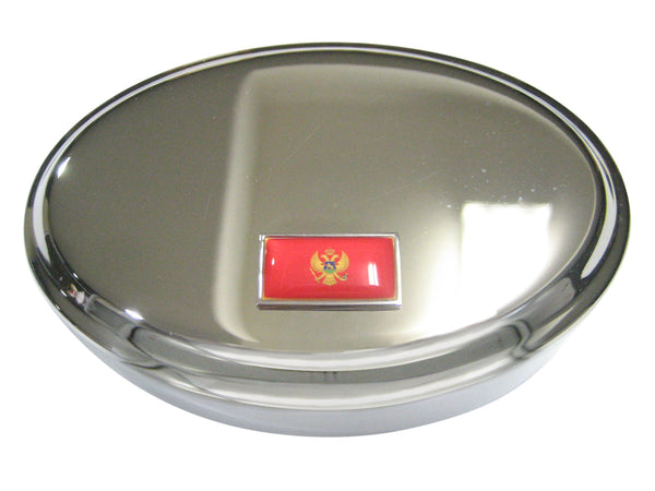 Thin Bordered Montenegro Flag Oval Trinket Jewelry Box