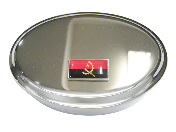 Thin Bordered Republic of Angola Flag Oval Trinket Jewelry Box