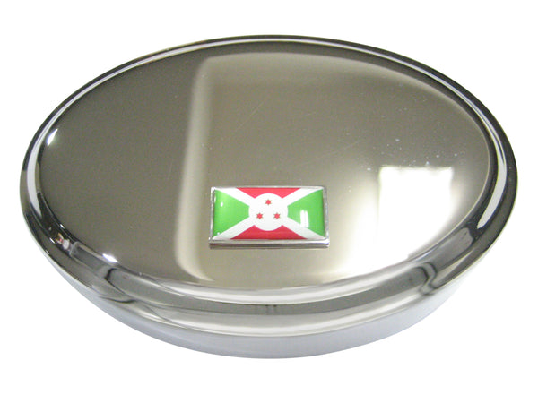 Thin Bordered Republic of Burundi Flag Oval Trinket Jewelry Box