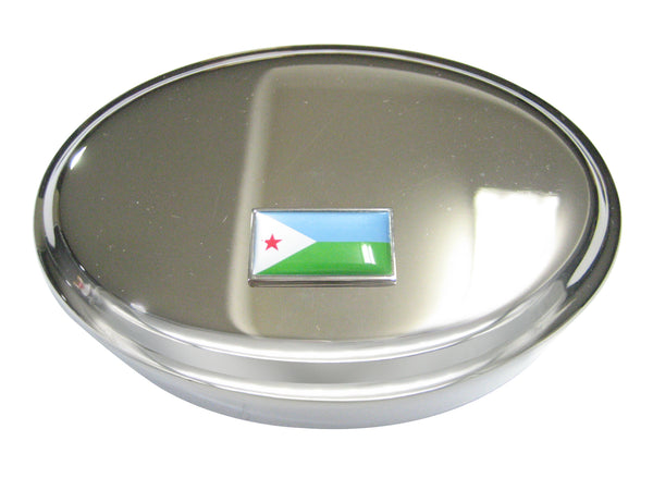 Thin Bordered Republic of Djibouti Flag Oval Trinket Jewelry Box