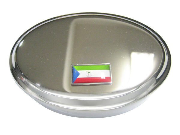 Thin Bordered Republic of Equatorial Guinea Flag Oval Trinket Jewelry Box