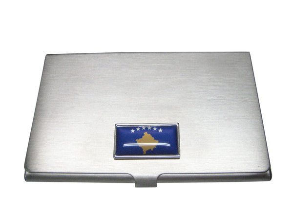 Thin Bordered Republic of Kosovo Flag Business Card Holder